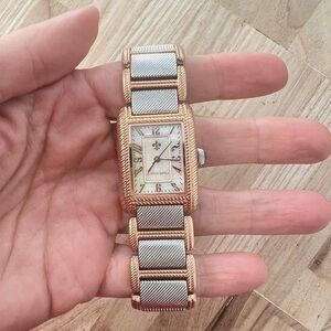 Judith Ripka ladies rose gold silver tone stainless steel Lexington dress watch